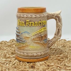 San Francisco Mug Travel Souvenir Stein Vintage Collectible  Streetcar Golde…